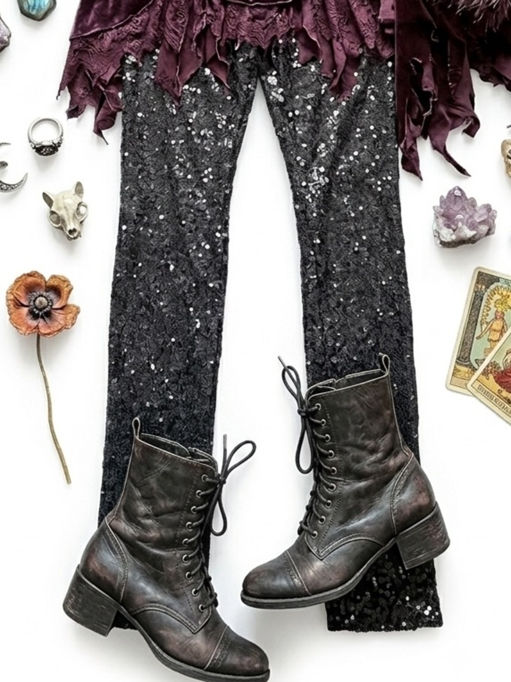 Black Sequin Leggings Whimsygoth New Era Party Sparkle Club Festival Sz S